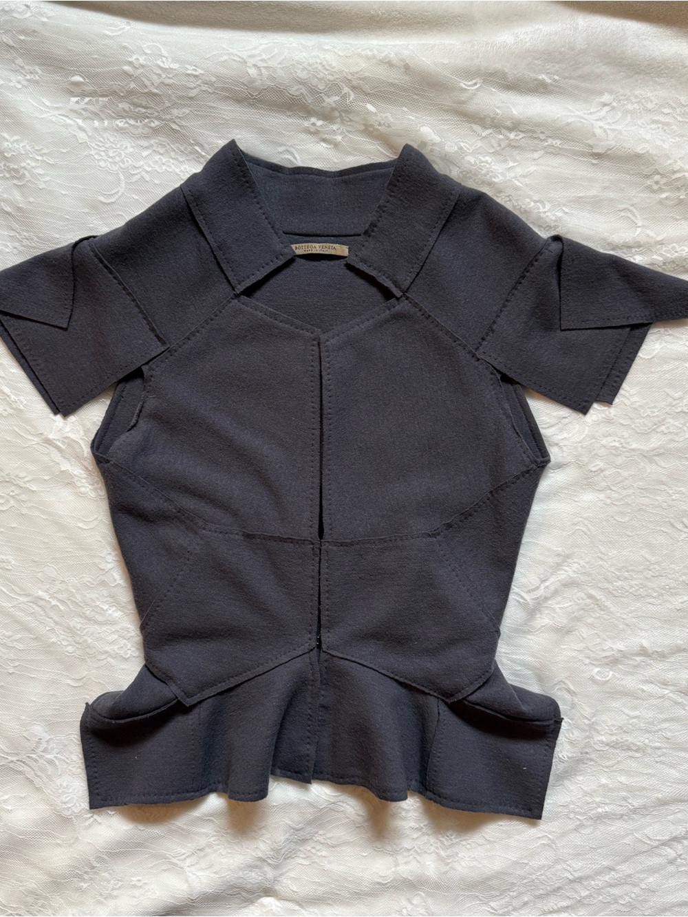 Vintage Bottega Veneta Grey Sculptural Architectural Top Made in Italy